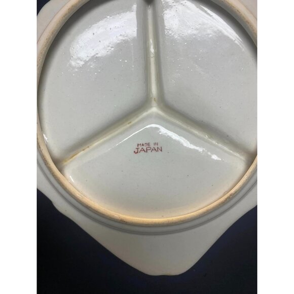 Vintage Japanese Floral Porcelain Divided Candy Mint Nut Dish Plate - Picture 4 of 4